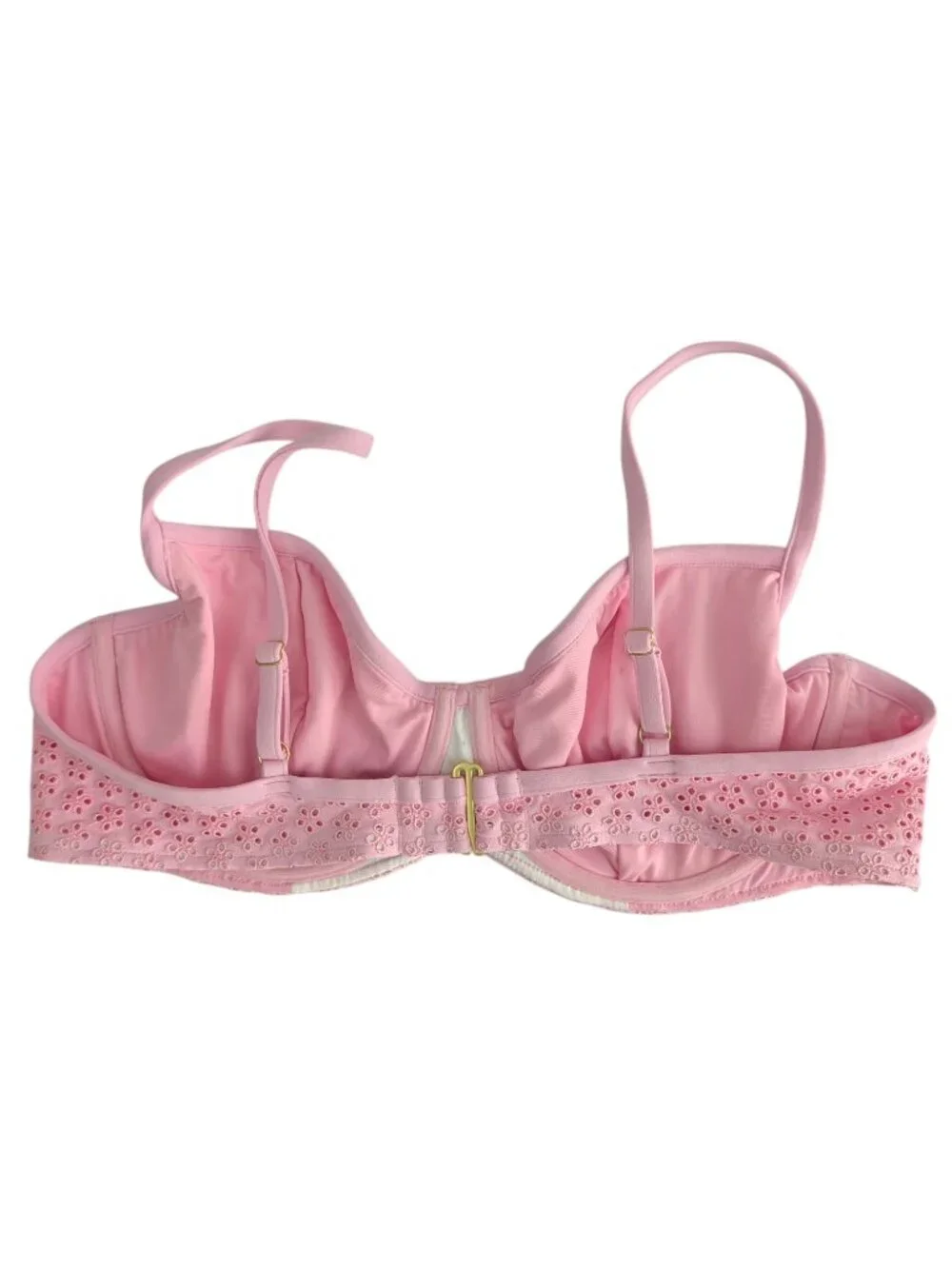 PINK X Frankies Bikinis Eyelet Bikini Set Pink Underwire Lace Cheeky Size XXL